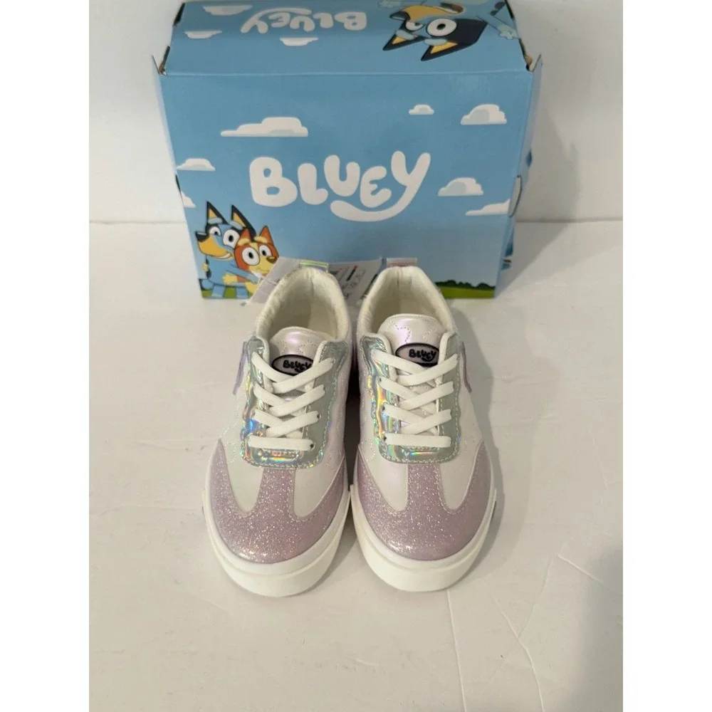 Bluey Toddler Shoes 10 Sneakers Girls Size Purple Shimmer Disney School Slip On